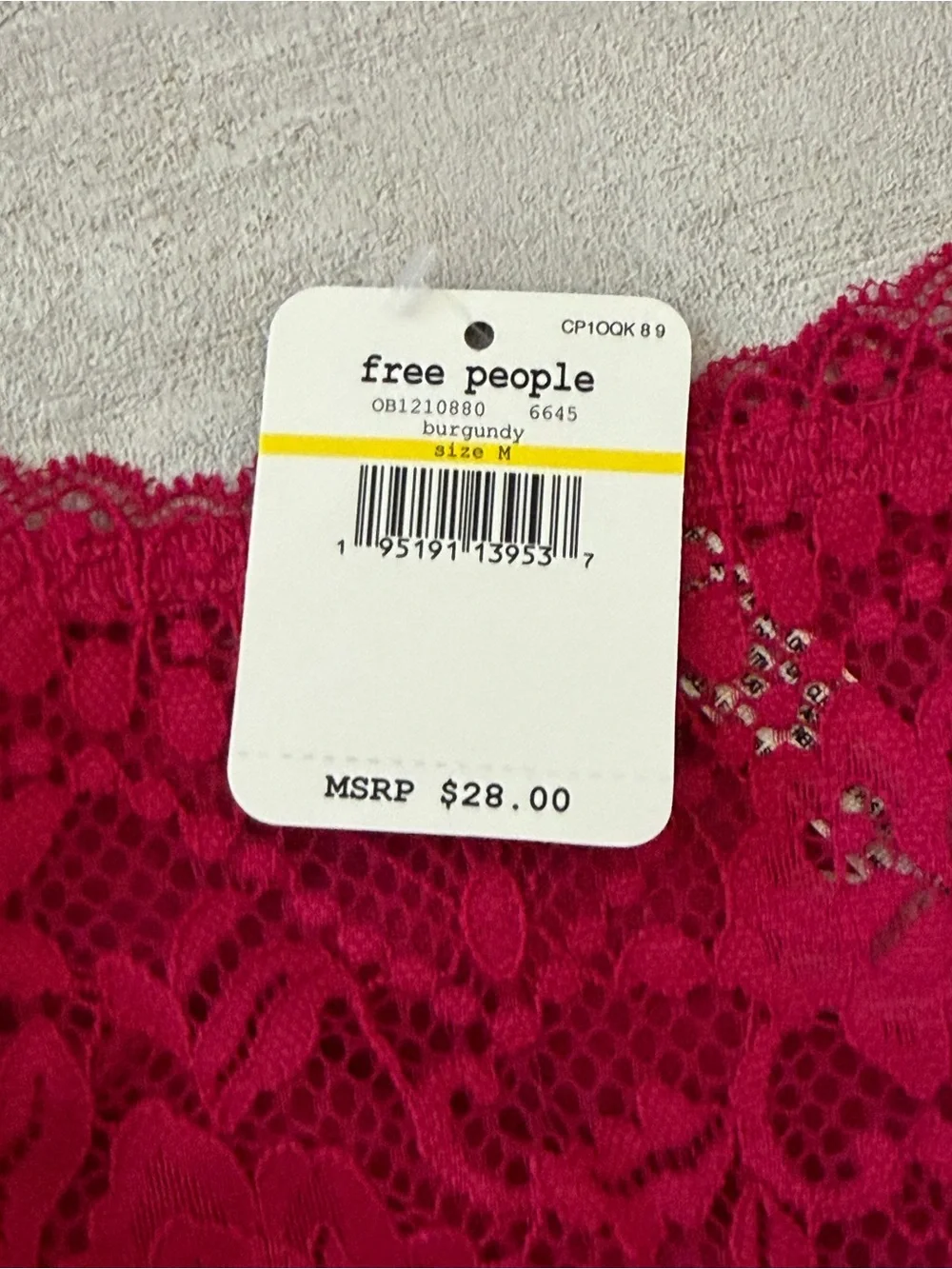 NWT | Intimately x Free People | Lacey Looks Bandeau Bralette Burgundy - Size M